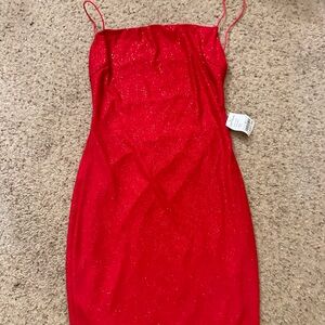Elegant Red Spaghetti Strap Dress